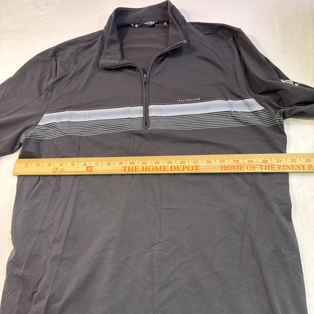 Travis Mathew 1/4 Polo Shirt Mens XL BLACK STRIPE Long Sleeve Stretch Golf - Picture 6 of 8